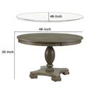 Transitional Style Round Dining Table With Pedestal Base, Oak Gray Gray Solid Wood