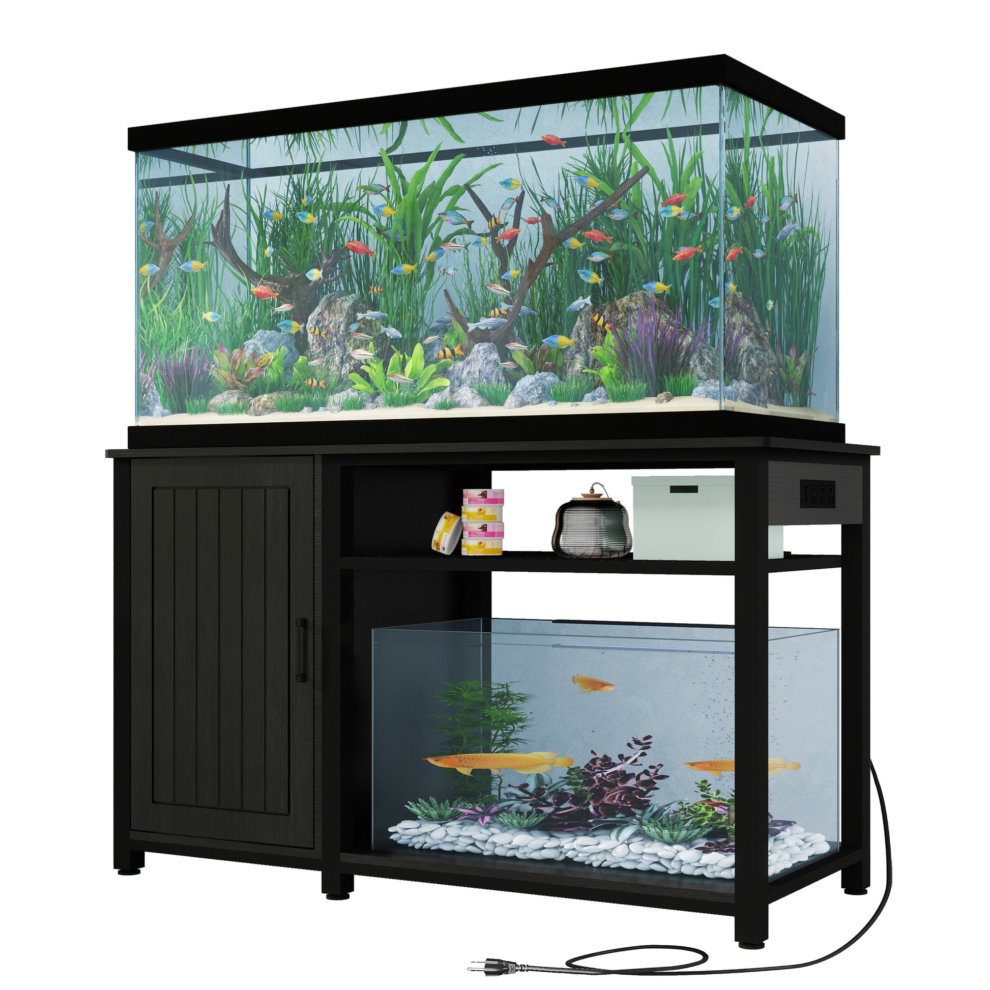 fish tank accessories shop near me Heavy Duty 55 75 Gallon Aquarium Stand With Power Outlets, Cabinet For