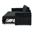 Corduroy Tufted Upholstered Sleeper Sectional Sofa, L Shaped Modular Convertible Sofa With Reversible Storage Chaise, Pull Out Sleep Couch Bed And Reclining Backrest Perfect For Living Space, Black Full Black Corduroy