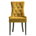 Yellow And Espresso Tufted Back Side Chairs Set Of 2 Yellow Dining Room Rubberwood Set Of 2 Wood Fabric