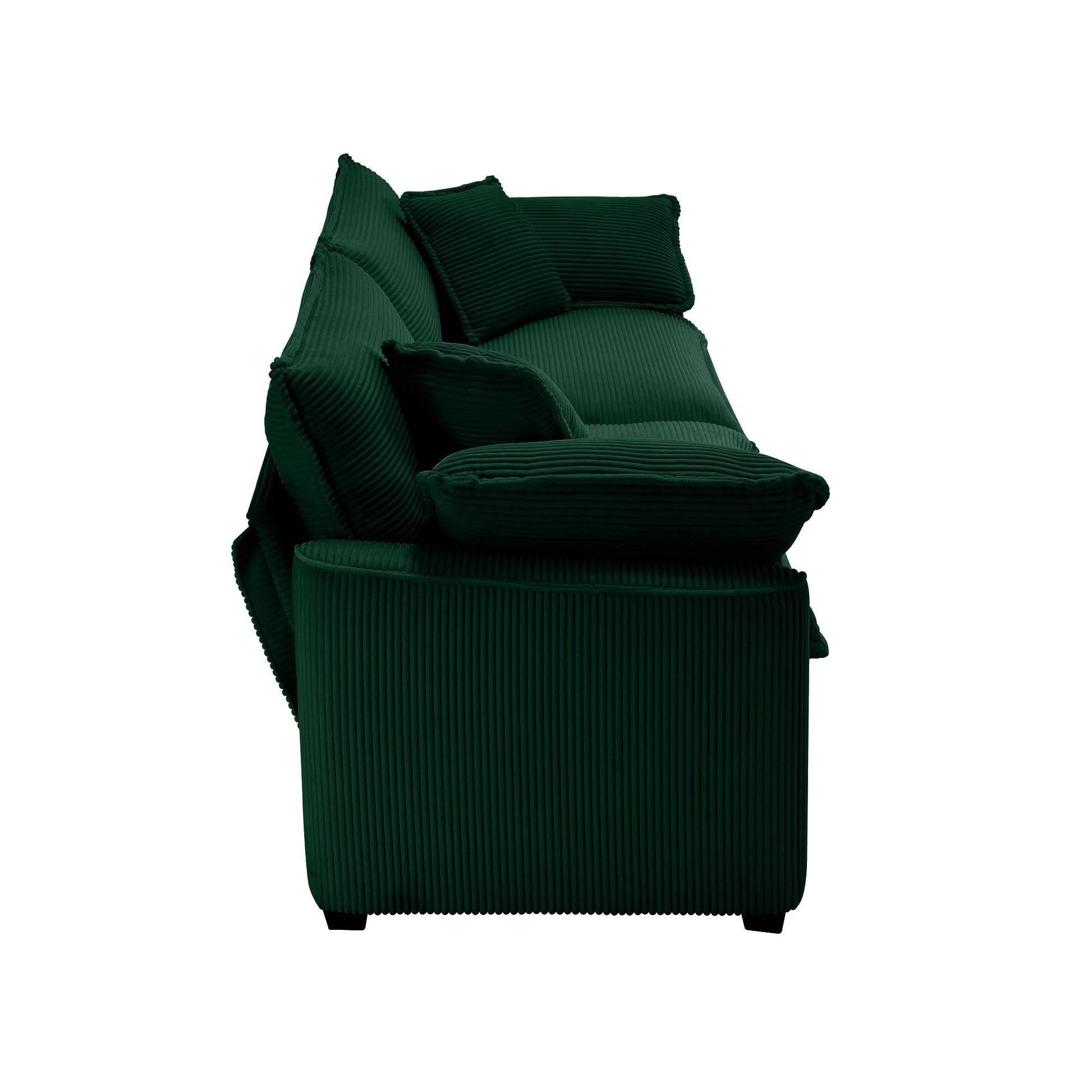Modern Fabric Living Room Sofa Two Piece Set, Two 2 Seater Sofas With 8 Cushion Upholstery Large Deep Seat Recliner, Green Corduroy Fabric Green Corduroy 5 Seat