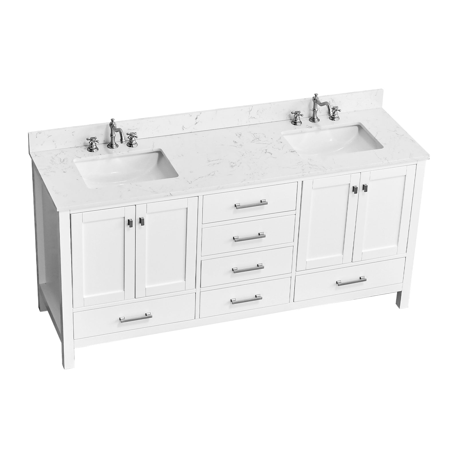 72"X 22" Bathroom Stone Vanity Top Engineered Color With Undermount Ceramic Sink And 3 Faucet Hole With Backsplash White Bathroom Stone