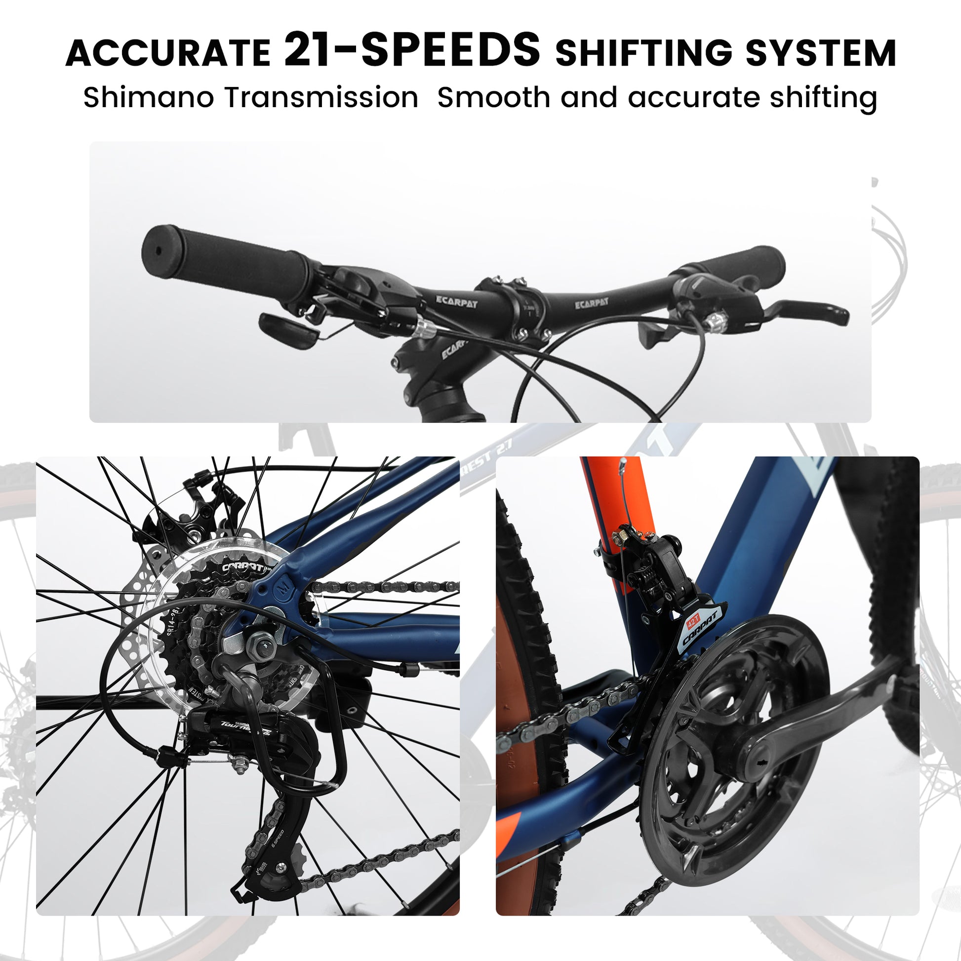 A27302 27 Inch Wheel Mountain Bike, 21 Speed Disc Brake Trigger Transmission, Aluminum Frame Unisex Mountain Bike Blue Aluminium