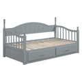 Wooden Twin Size Daybed With Twin Size Trundle, Extendable Daybed With Two Storage Drawers,Gray Expected Arrival Time:9.12 Twin Gray Wood