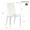 Modern Style Glass Table, Pu Fabric Chair Electroplated Chair Legs, Solid Support Base, Furniture Made Of Selected Materials To Highlight Fashion, Suitable For Living Room Use Set Of 5 White Mdf Metal