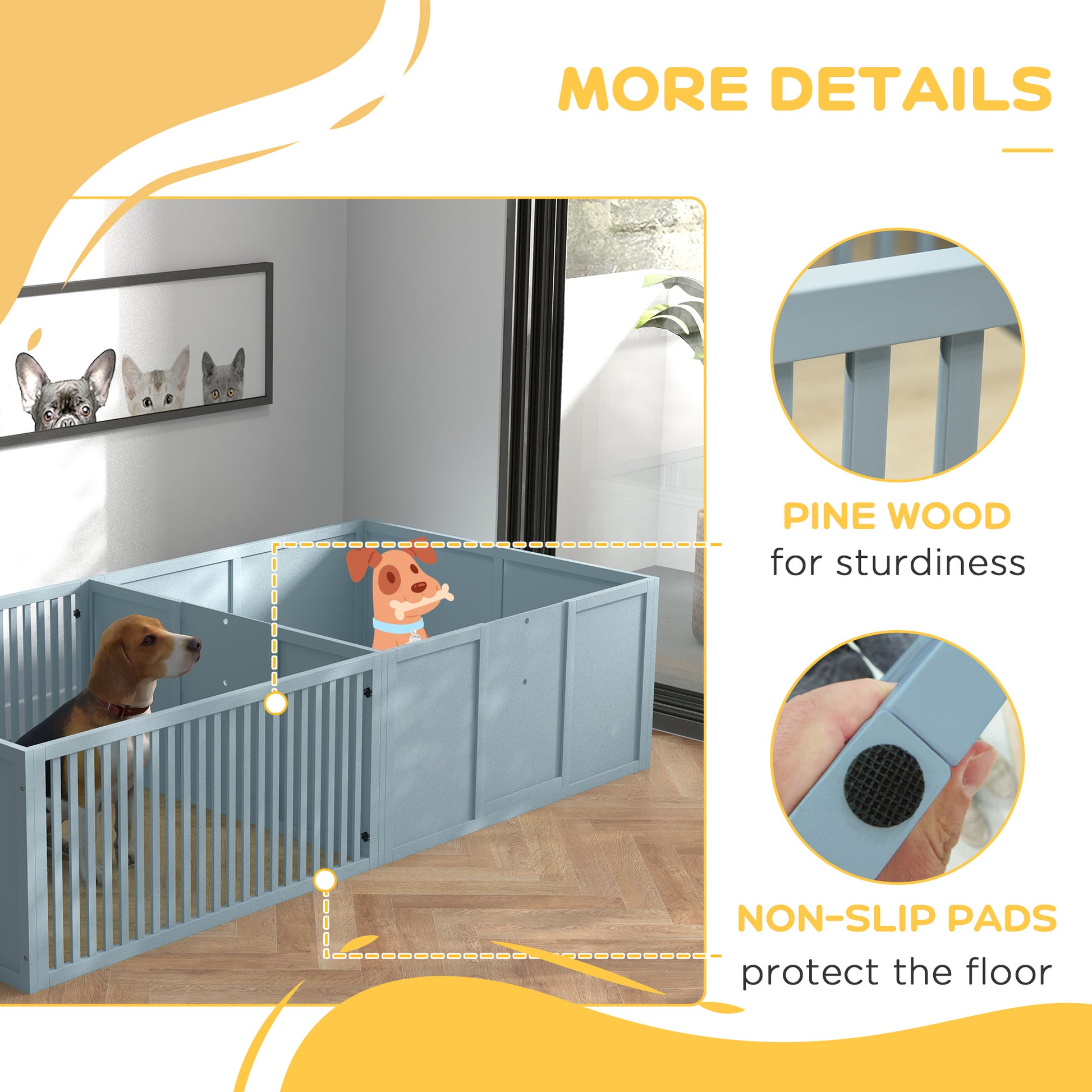 Pawhut Whelping Box For Dogs Built For Mother'S Comfort, Dog Whelping Pen With Removable Doors, Puppy Playpen For Indoors, Newborn Puppy Supplies & Essentials, 81" X 39" X 20", Gray Light Gray Wood