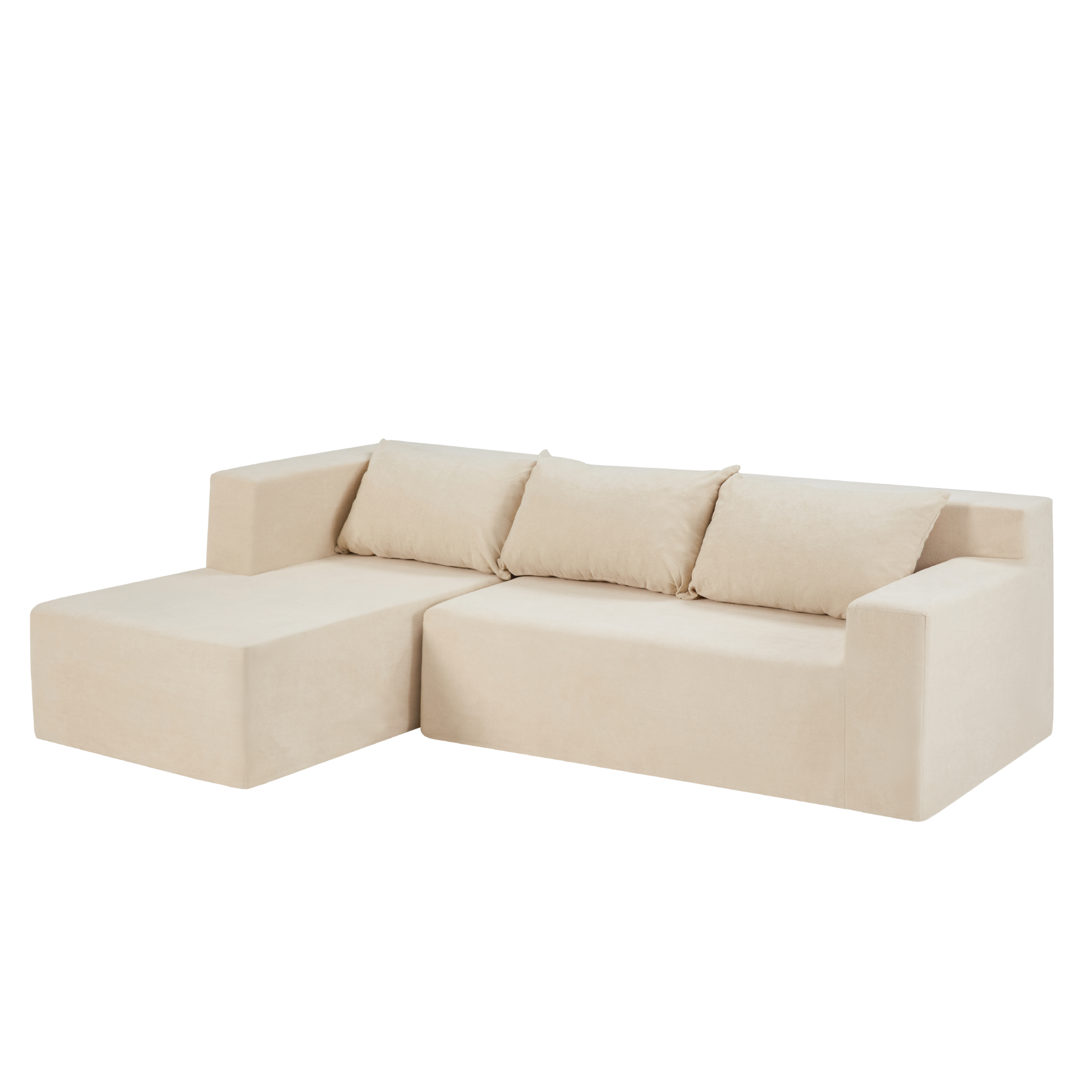 Sectional Couch Covers L Shape Sofa Covers, 2 Pcs Anti Slip Sofa For 3 3 Seaters Chaise Cushion Couch With Pillowcases, Living Room Foam Sofa Free Installation Khaki Canvas 3 Seat