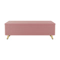 2 Pieces Bedroom Sets Queen Size Upholstered Bed Frame, Modern Corduroy Storage Ottoman,Pink Queen Pink 2 Piece Set Solid Wood Mdf
