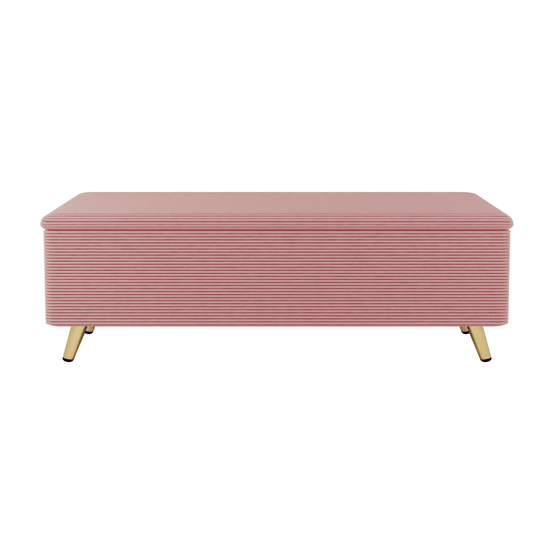 2 Pieces Bedroom Sets Queen Size Upholstered Bed Frame, Modern Corduroy Storage Ottoman,Pink Queen Pink 2 Piece Set Solid Wood Mdf