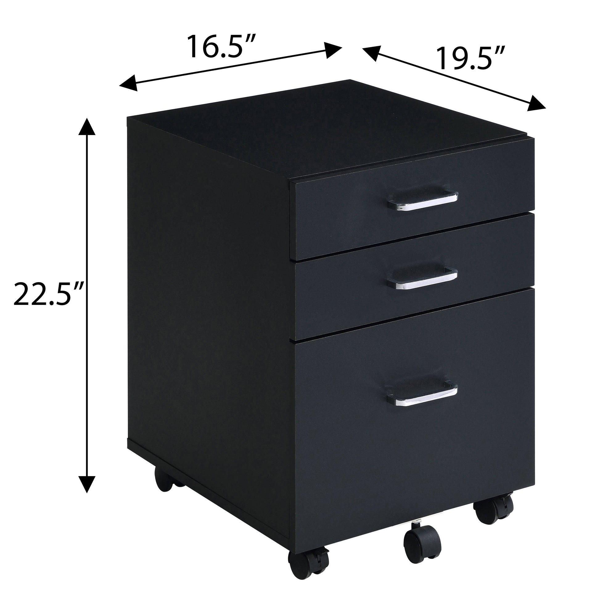 Black And Chrome 3 Drawer Rectangular File Cabinet Filing Cabinets 3 4 Drawers Black Silver Modern Wood Metal