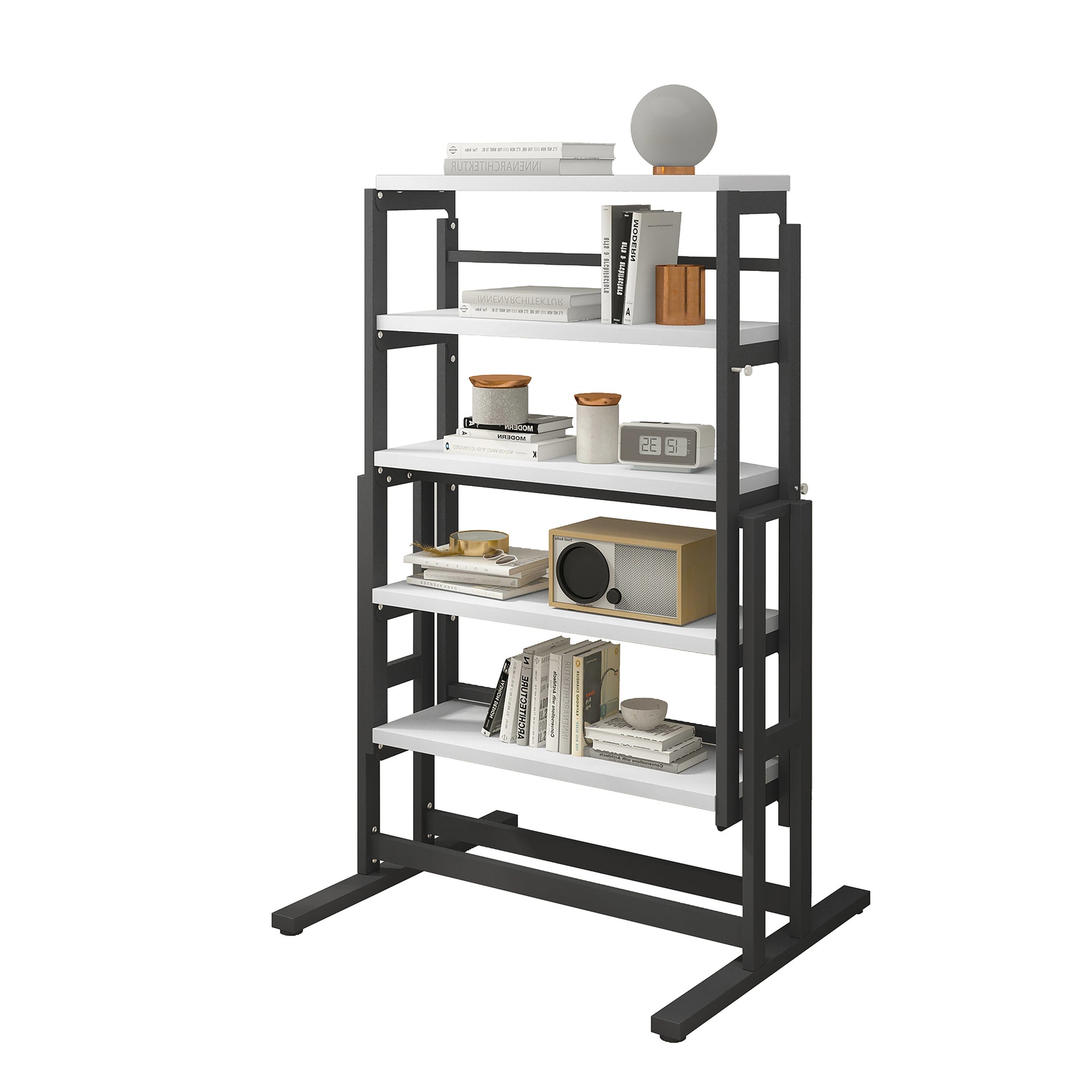 Solid Mahogany Wood Multifunction Convertible Dining Table,Free Switch Space Saving Table Shelf For Home And Studio, White Finish White Solid Wood