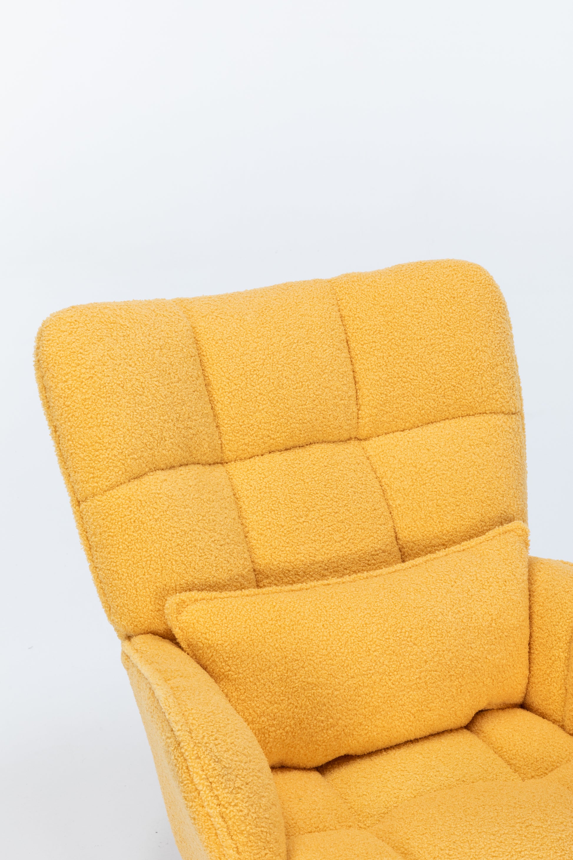 Rocking Chair Nursery, Teddy Upholstered Glider Rocker With High Backrest, Reading Chair Modern Rocking Accent Chairs Glider Recliner For Living Room, Nursery, Bedroom Yellow Velvet