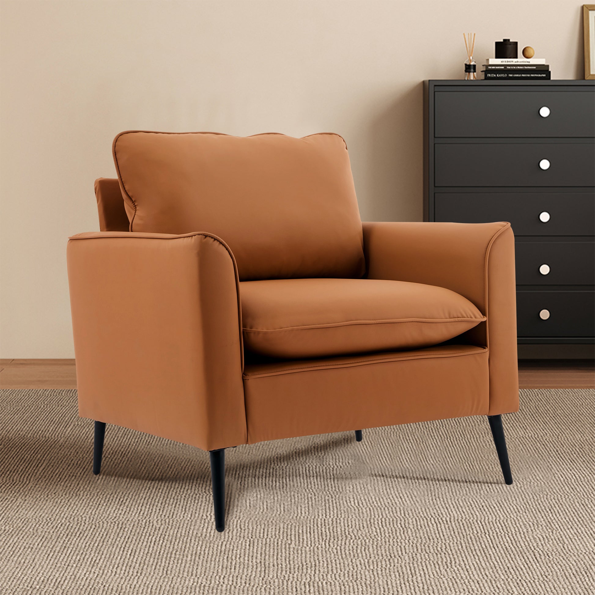 Ts Cat Paw Leather Upholstered Sofa Brown Leather 1 Seat