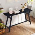 59.06 Inch Entryway Table For Living Room,Narrow Console Table With Solid Wood Legs, Modern Design Mdf Skinny Sofa Table Entrance Table For Hallway, Entrance,Apartment,Black Black Solid Wood Mdf