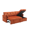 United We Win Furniture, Modular L Shaped Sofa, Modular Long Sofa With Reversible Chaise Lounge, Sofa Bed, Sleeper Sofa, Modular Sofa Combination With Storage Seats. Orange Velvet 3 Seat