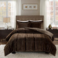 Faux Fur Comforter Mini Set King Chocolate Polyester