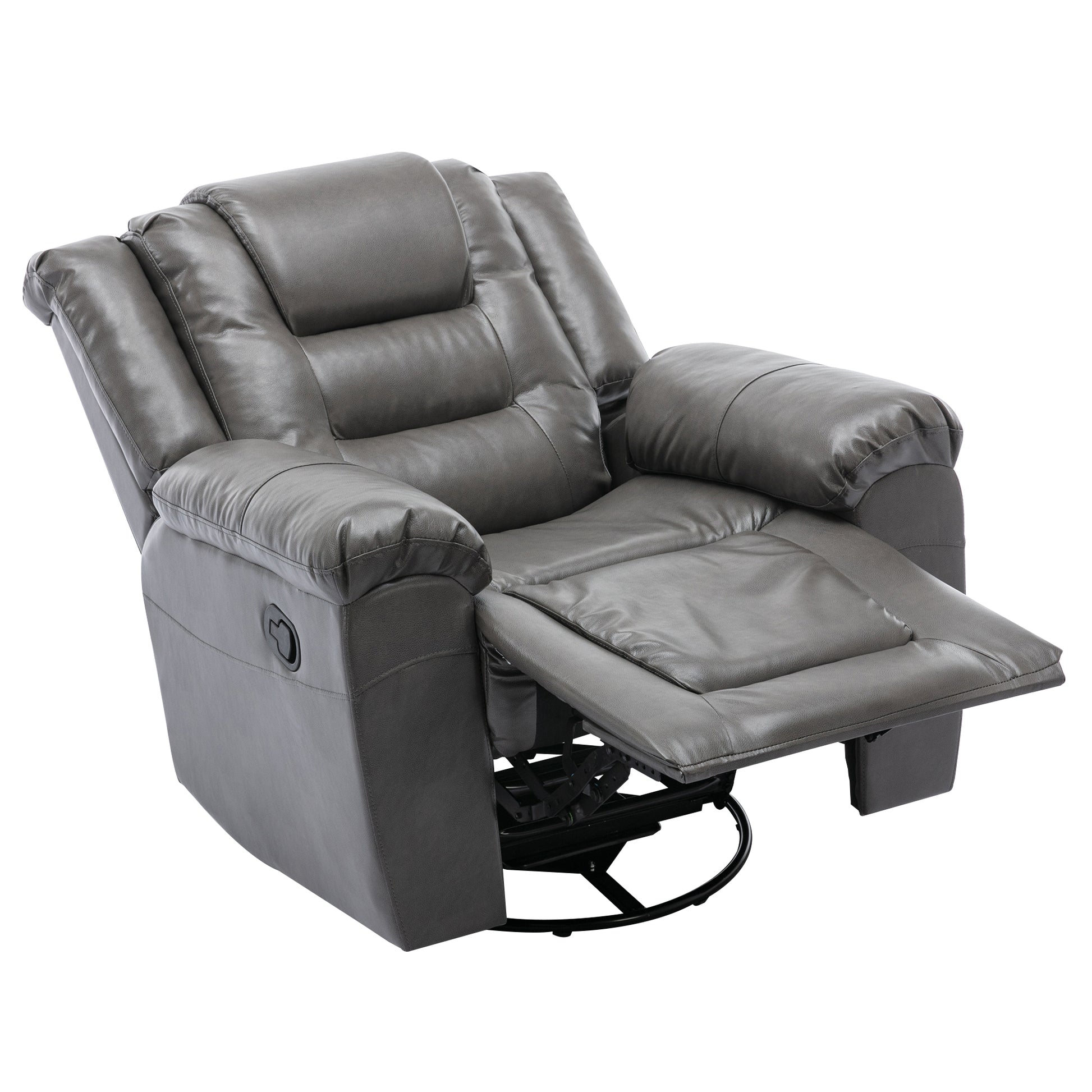 360 Swivel And Rocking Home Theater Recliner Manual Recliner Chair With Wide Armrest For Living Room,Bedroom, Grey Grey Foam Pu