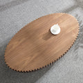Modern Handcraft Drum Coffee Table Length 43.7 Inch Ellipse Coffee Table For Living Room,Small Coffee Table With Sturdy Pedestal,Walnut Mdf Walnut Mdf