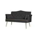 Black 2 Seater Sofa Black Wood Tufted Back Velvet 2 Seat