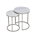 Zaidee Nesting Table Set, Natural Marble Top & Nickel Finish Lv02796 White Marble Metal