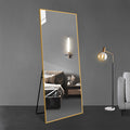 65*24 Inch Floor Mirror Full Length Mirror Ultra Thin Aluminum Alloy Frame Modern Style Standing Hanging Mirror Wall Mounted Mirror Gold Gold Clear Glass Metal