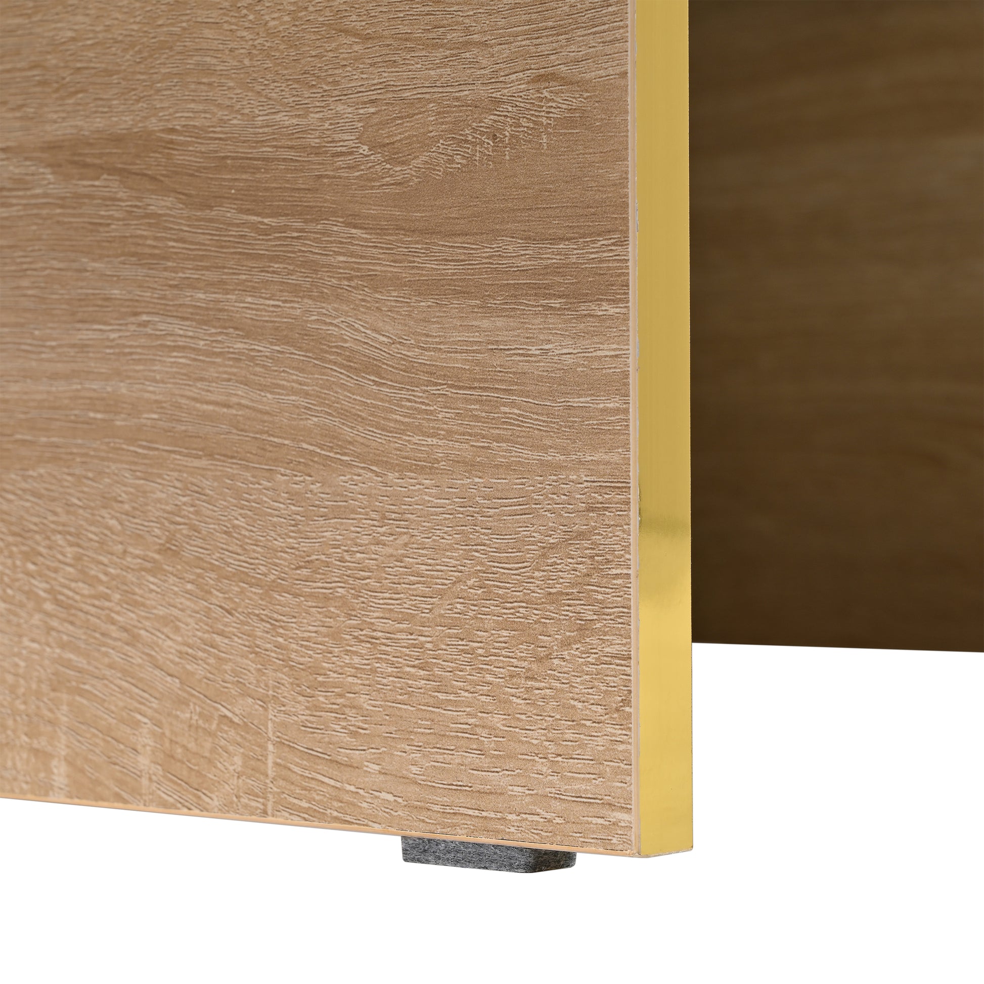 47.2'' X 31.4''Minimalist High Gloss Coffee Table With 2 Drawers, Multi Storage Rectangle Sofa Table With Golden Wood Grain Legs, Modern Center Table For Living Room, Black Black Particle Board Mdf