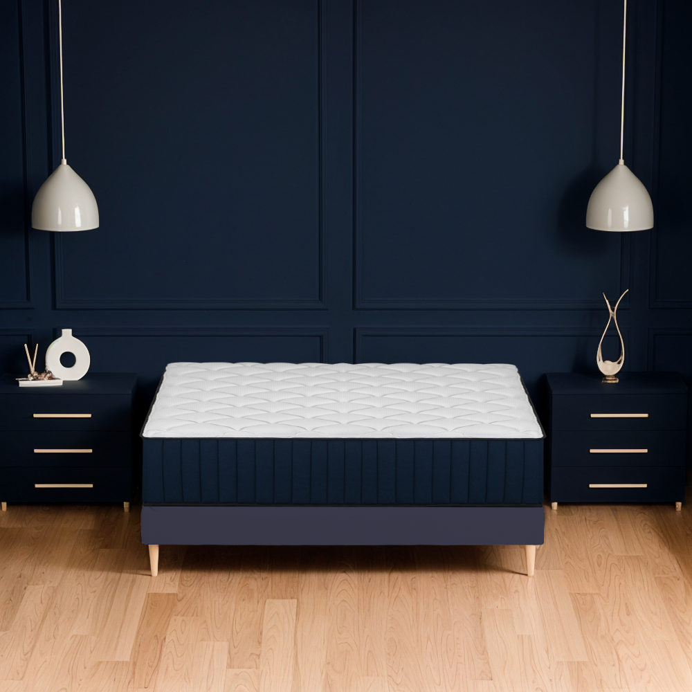 Twin Xl Size Serenity 12" Medium Tight Top Cooling Gel Memory Edge Support Pocket Spring Premium Hybrid Mattress White Black Blue Polyester Foam Spring Twin Xl