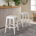 Counter Stool Set Of 2 White Fabric