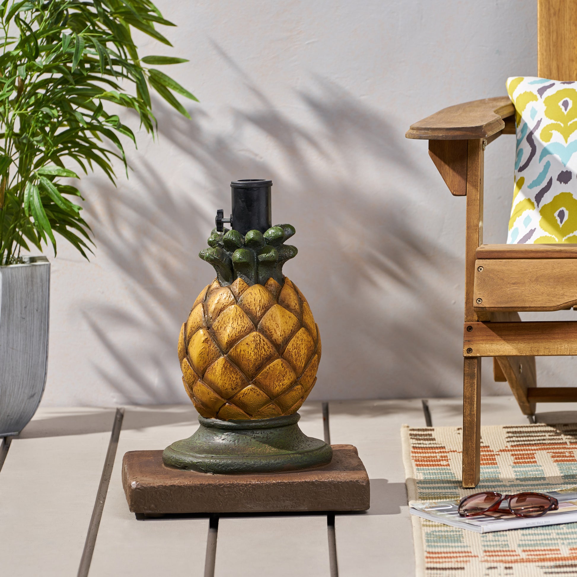 Pineapple Umbrella Base Yellow Concrete