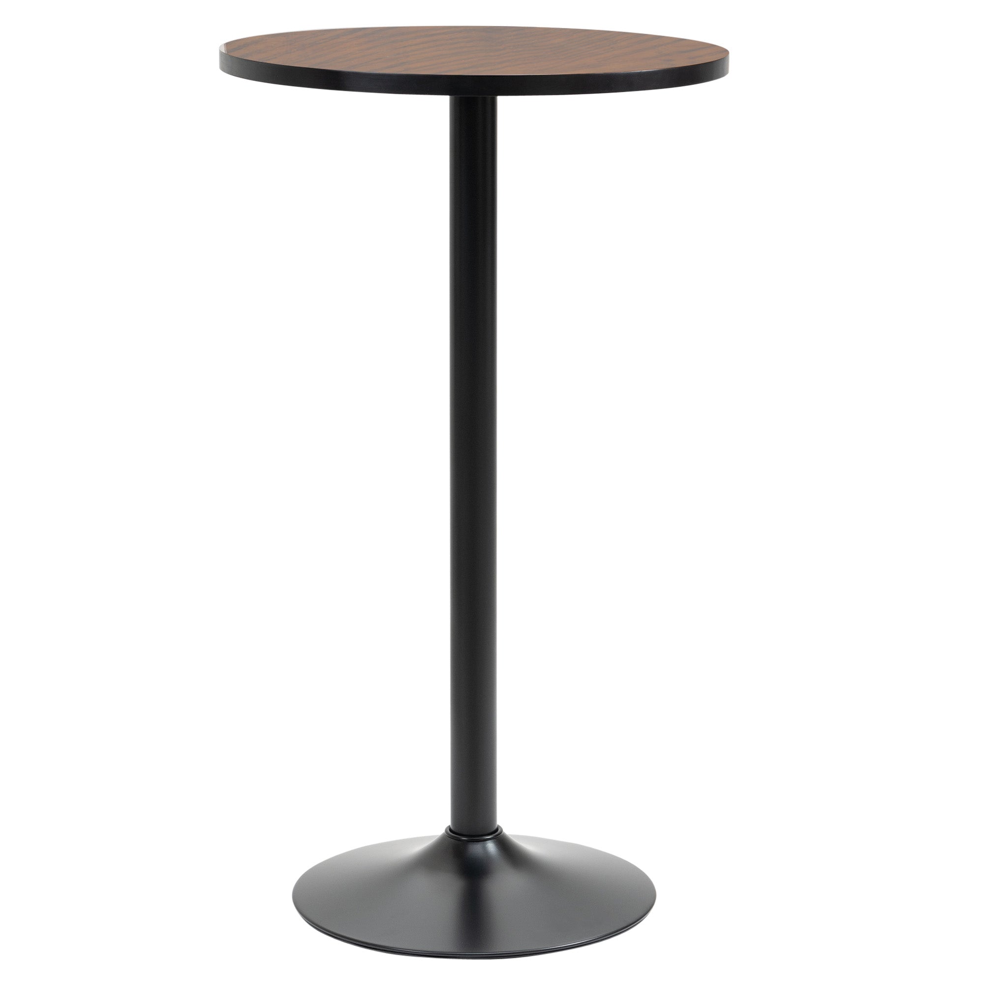 Homcom 42" H Bar Height Round Bar Table, Rustic Industrial Pub Table, Elm Wood Top Bistro Table With Metal Base Black Steel