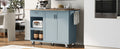 K&K Kitchen Island With Foldable Counter Top, Kitchen Storage Cart With Slide Out Shelf, Towel Rack And Drawer, Rolling Kitchen Cart On Wheels, For Kitchen, Living Room, Dining Room, Grey Blue Grey Blue Brown Kitchen Classic,Farmhouse,Luxury,Modern