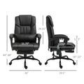 Vinsetto High Back Massage Office Chair With 6 Vibration Points, Pu Leather Reclining Computer Chair, Ergonomic Office Chair With Footrest Adjustable Height And Remote, Black Black Faux Leather