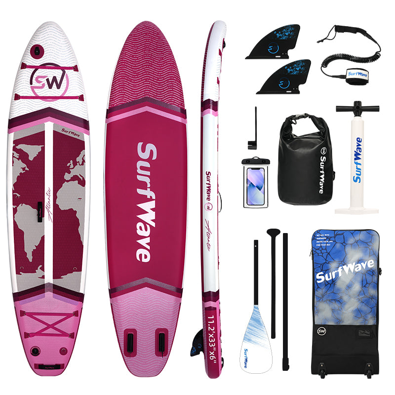 Inflatable Stand Up Paddle Board 11'X34"X6" With Accessories Water Sports Pink,White Red Anti Slip Garden & Outdoor American Design,Beach Multifunctional Pvc