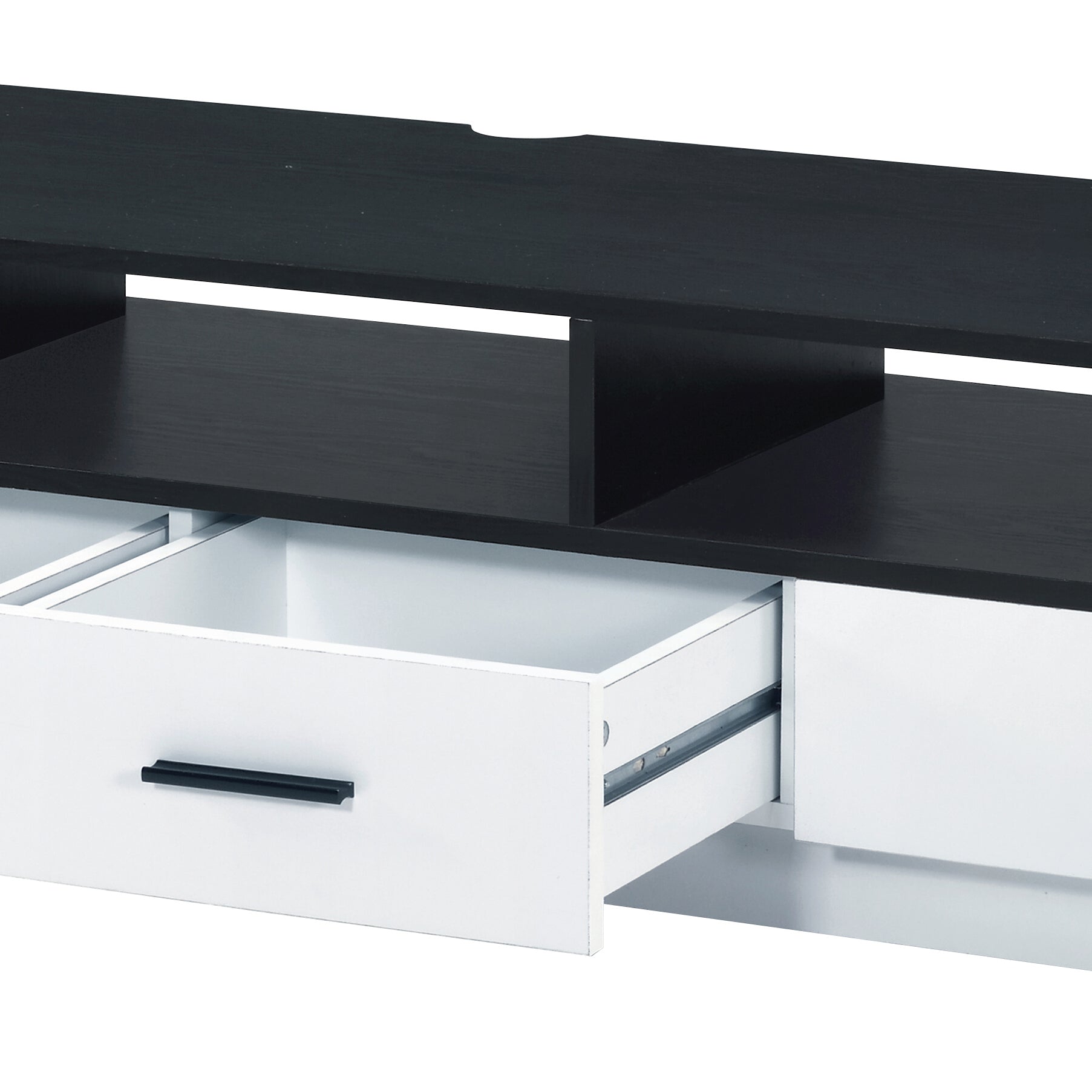 White And Black 2 Drawer Tv Stand White Black Primary Living Space 70 Inches 70 79 Inches Modern Particle Board Mdf