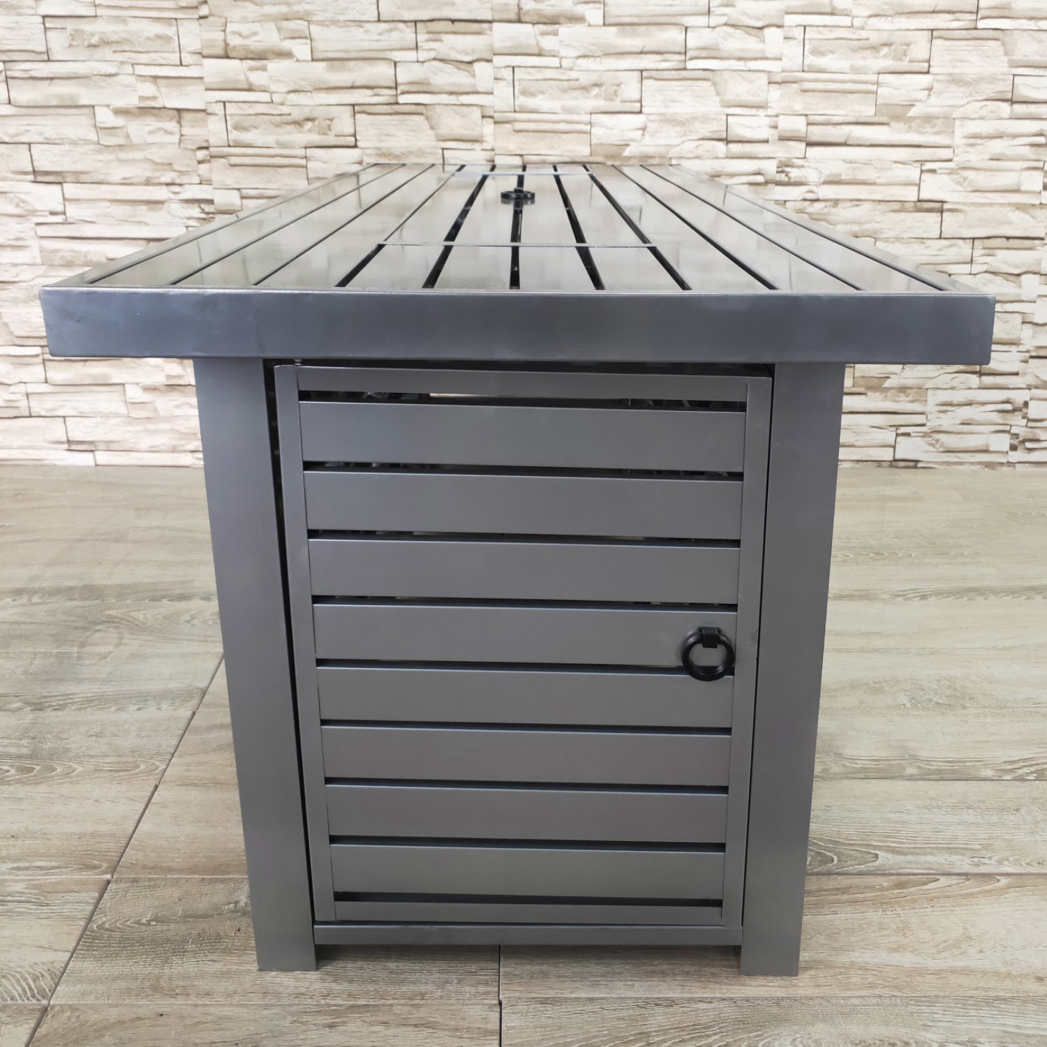 Steel Propane Natural Gas Outdoor Fire Pit Table With Lid Gray Garden & Outdoor Modern Stone Stainless Steel