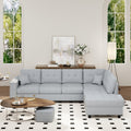 109.2''L Shaped Modular Sectional Sofa With Removable Back Cushions And 2 Pillows, Suitable For Living Rooms, Offices, And Apartments Light Gray Polyester 5 Seat