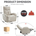 Beige Grey Leatheraire Swivel And Rocker Power Recliner Chair With Lumbar Support, Max Swivel Degree 270 , Heavy Duty Motion Mechanism With Usb And Type C Ports Beige Grey Faux Leather Power Push Button Metal Primary Living Space Medium Firm Pillow Back