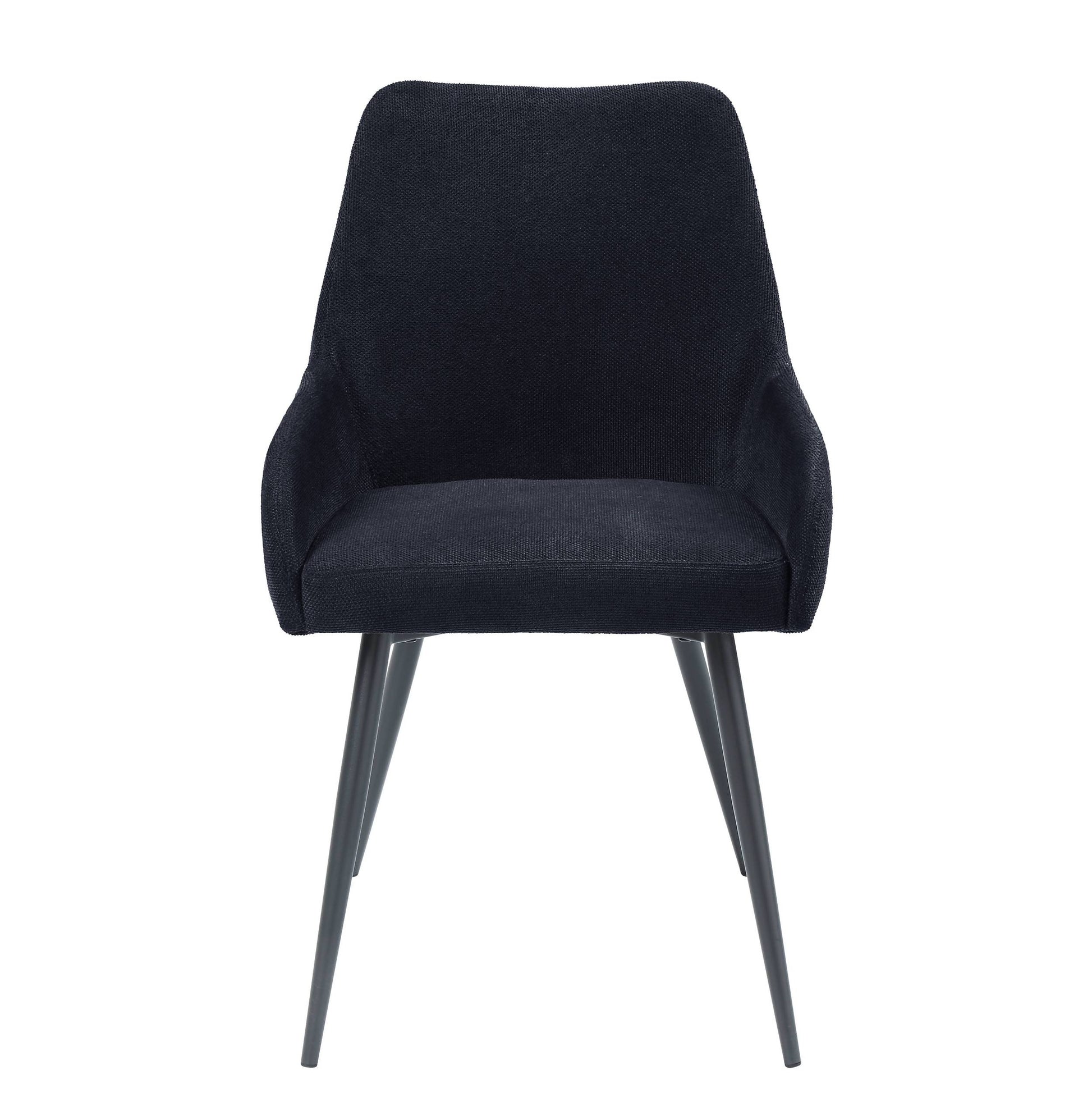 Zudora Side Chair Set 2 , Black Linen & Black Finish Dn01949 Black Plywood