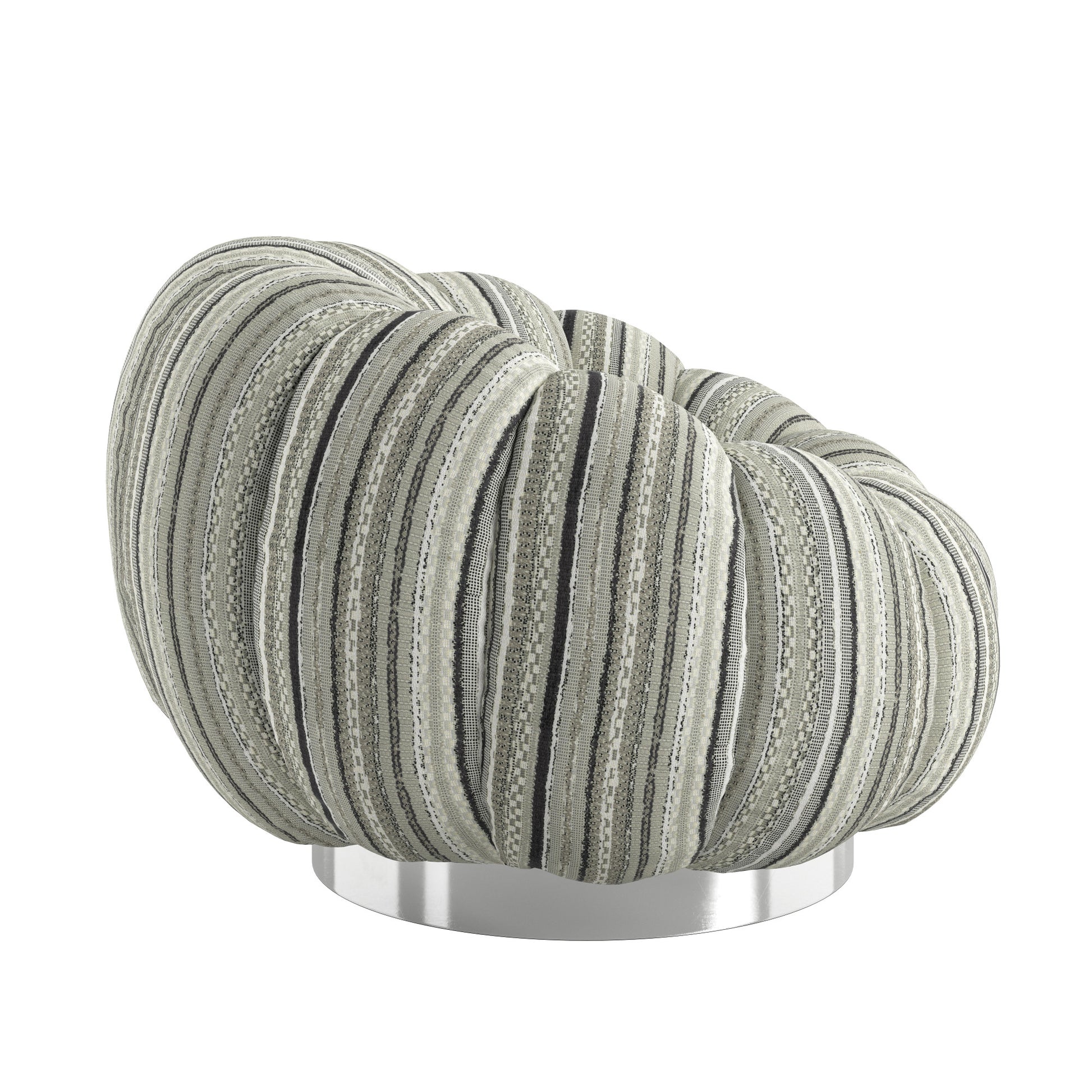 Lillie Black Stripe Pumpkin Swivel Accent Chair Black Primary Living Space Transitional Foam Solid Wood