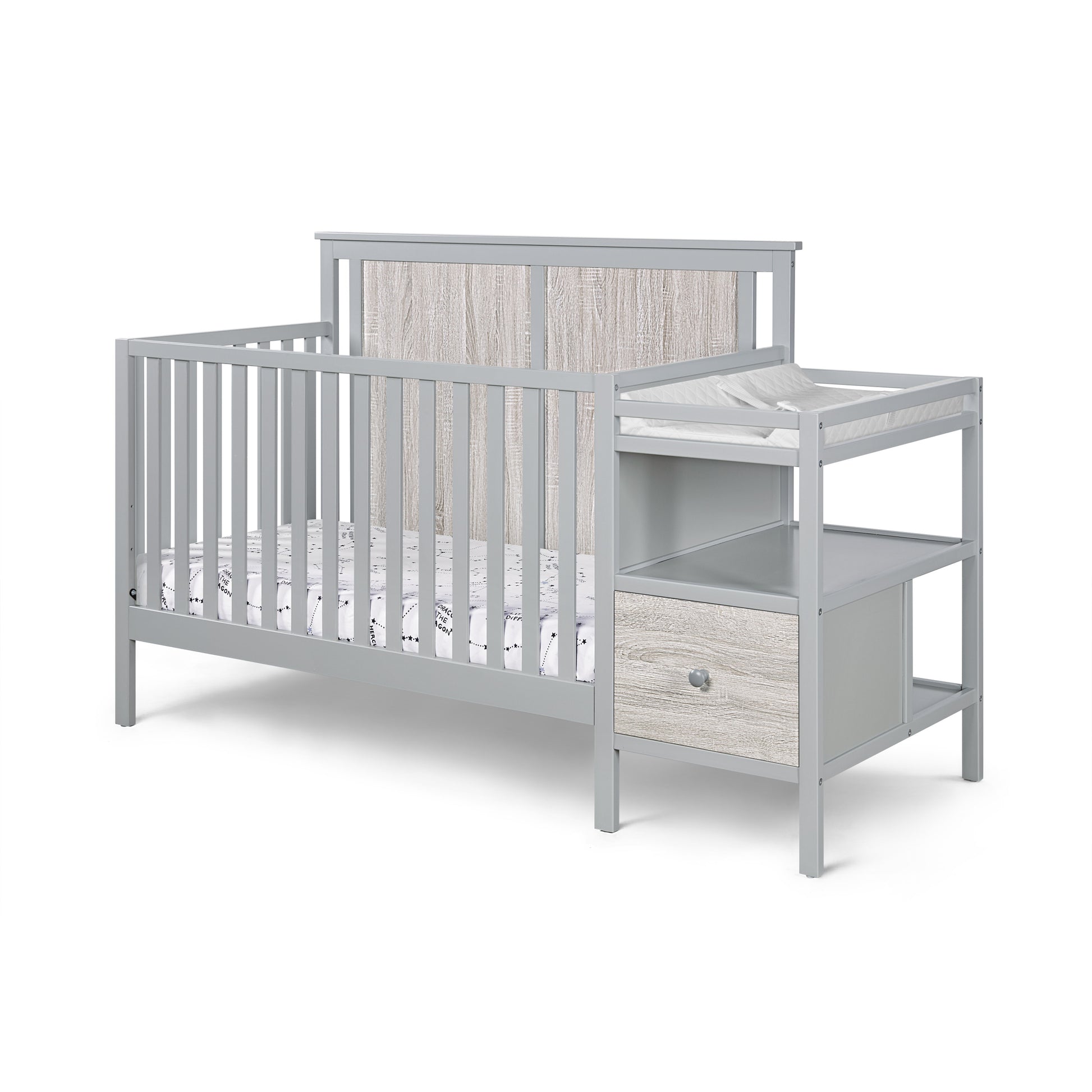 Connelly 4 In 1 Crib And Changer Combo Gray Rockport Gray Grey Wood