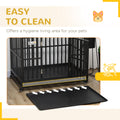 Pawhut Heavy Duty Dog Crate Metal Kennel And Cage Dog Playpen With Lockable Wheels, Slide Out Tray And Anti Pinching Floor, 45