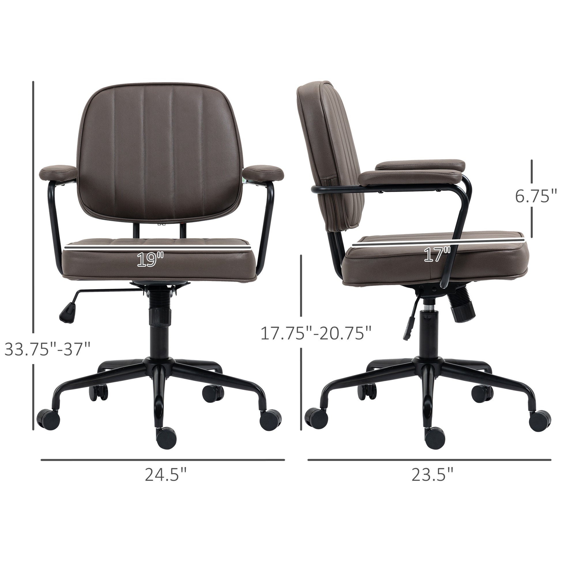Vinsetto Home Office Chair, Microfiber Computer Desk Chair With Swivel Wheels, Adjustable Height, And Tilt Function, Light Brown Brown Polyester