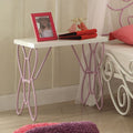 White And Light Purple Nightstand White Bedroom Rectangle Shabby Chic White Wood Metal