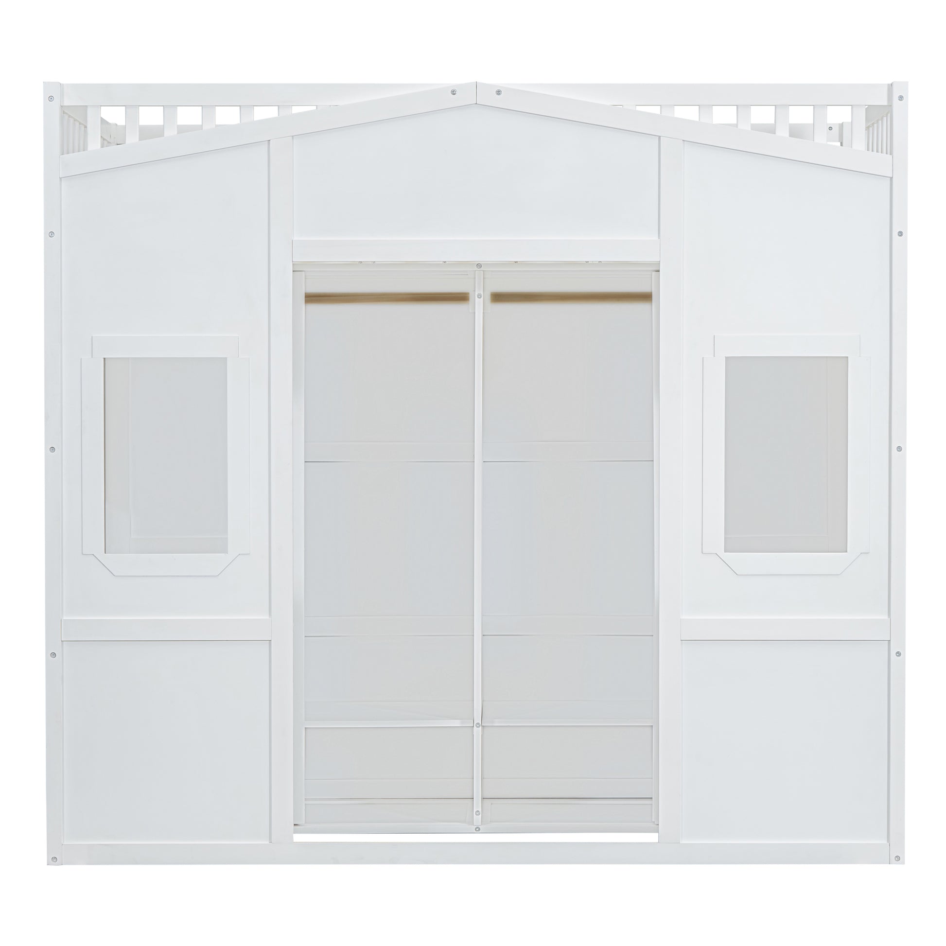 Twin Size House Loft Bed With Ladder And Wardrobe White Twin White Solid Wood