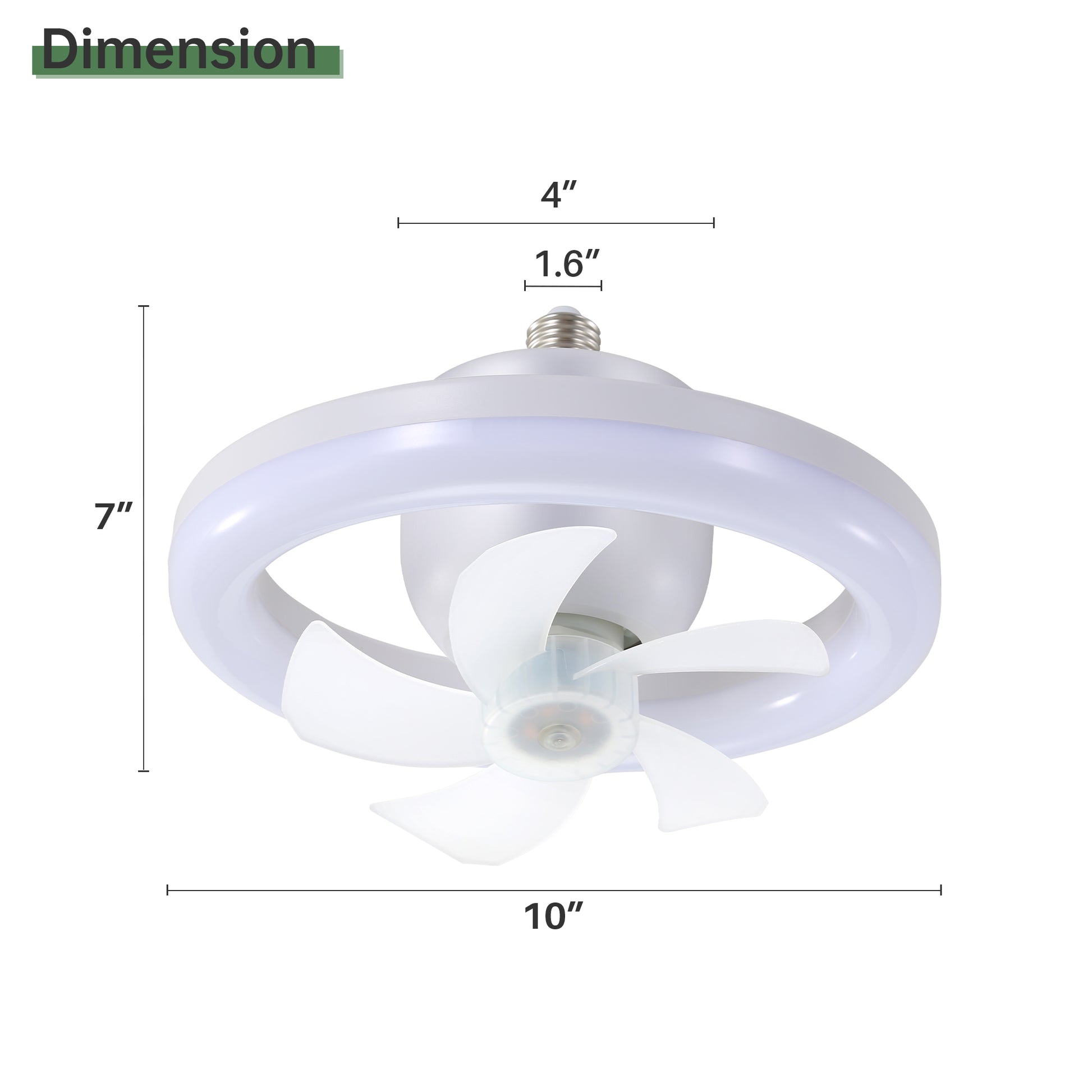 Socket And Remote 360 Rotating Ceiling Fan 3 Colors And 3 Wind Speeds White Pc