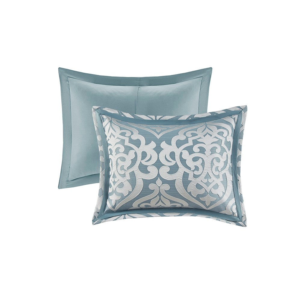 8 Piece Jacquard Comforter Set Aqua Silver King King Aqua Silver Polyester