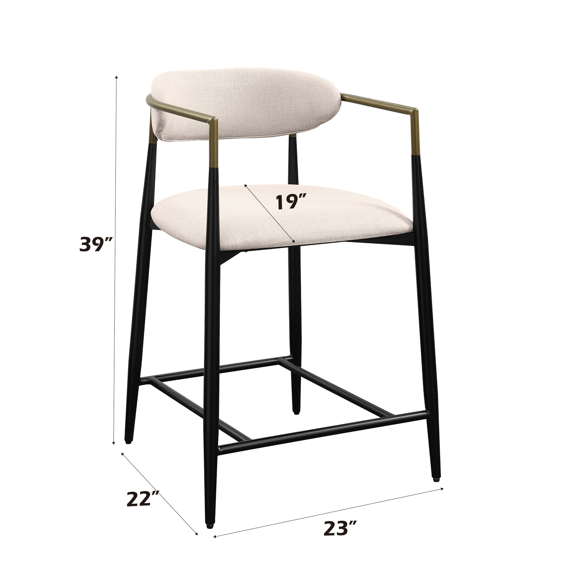 Jaramillo Counter Height Chair Assembled , Beige Fabric & Black Finish Dn02717A Beige Wood Metal