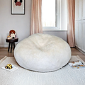3 Ft Bean Bag Chairs For Adults Teens With Filling, Medium Bean Bag Sofa With Shredded Foam, Furniture Bag With Plush Fur Cover, Ivory White, 3 Foot White Plush