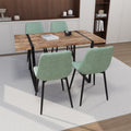 Mdf Dark Wood Dining Table And Modern Dining Chair 4 Piece Set, Medieval Wooden Kitchen Dining Table Set, Rectangular Metal Base, Dining Table And Suede Chair Brown Green Mdf