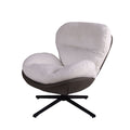 360 Swivel Accent Chair, Modern Chenille Lounge Chair With Faux Leather And Black Metal Base Frame, Comfortable Reading Chair For Small Spaces, Living Room, Bedroom, Reading Corner, Office White Brown White Brown Primary Living Space Art